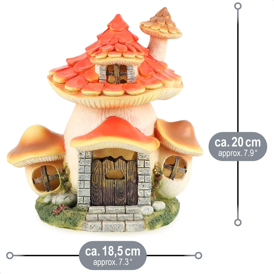 com-four® Pilzhaus aus Kunststoff - Häuschen mit LED Beleuchtung und Timer - Leuchthaus für Herbst u
