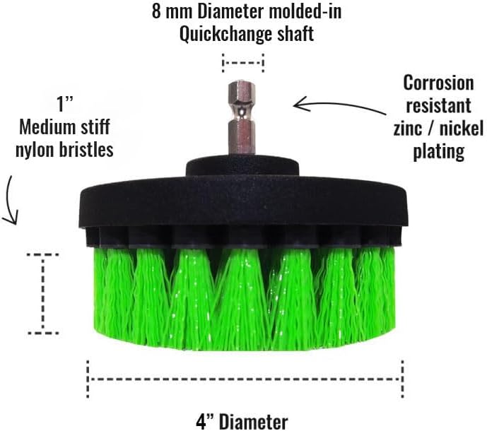 Premium Bohrbürste, mittelsteif, grün, 5 Stück Professioneller Power-Schrubber Kratzt Keine Oberfläc