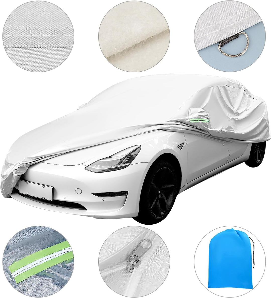 QWORK® Autoabdeckung, 470x180x150cm Aussen- Anti-Kratz-, UV-Schutz & wasserdichte Fahrzeugabdeckung,