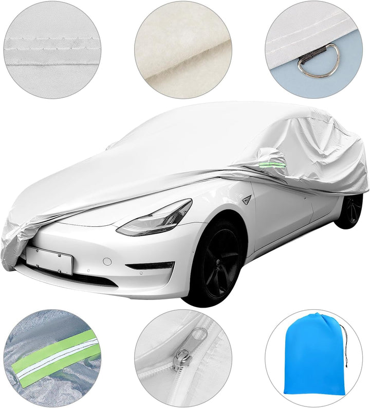 QWORK® Autoabdeckung, 470x180x150cm Aussen- Anti-Kratz-, UV-Schutz & wasserdichte Fahrzeugabdeckung,