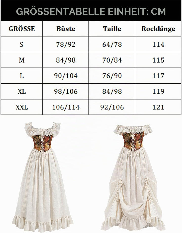 Fiamll Viktorianisches Kleid Rokoko Mittelalter Königin Kostüm Damen Puffärmel mit Bodenlänge Kleide