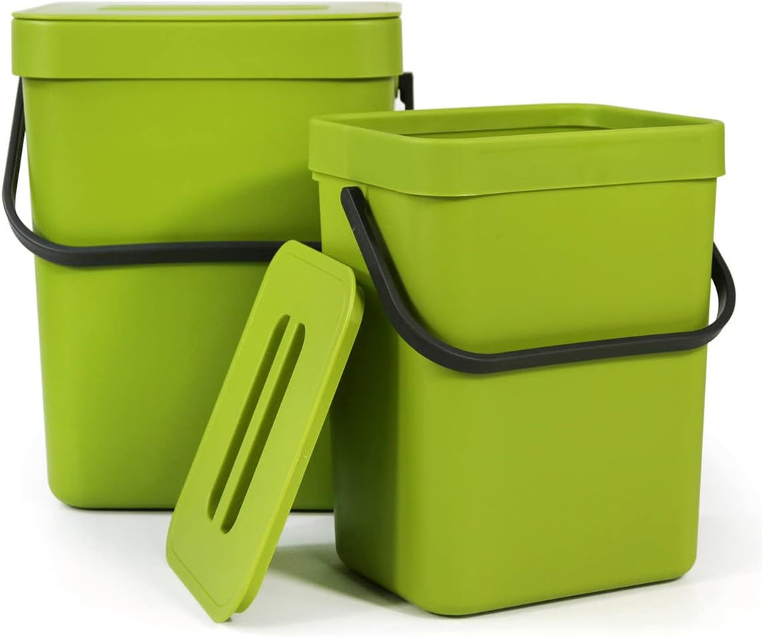 Spesh Biomülleimer Küche 2er-Set(5L+3L) Kunststoff Komposteimer Geruchsdicht Aufhängbar Abfalleimer
