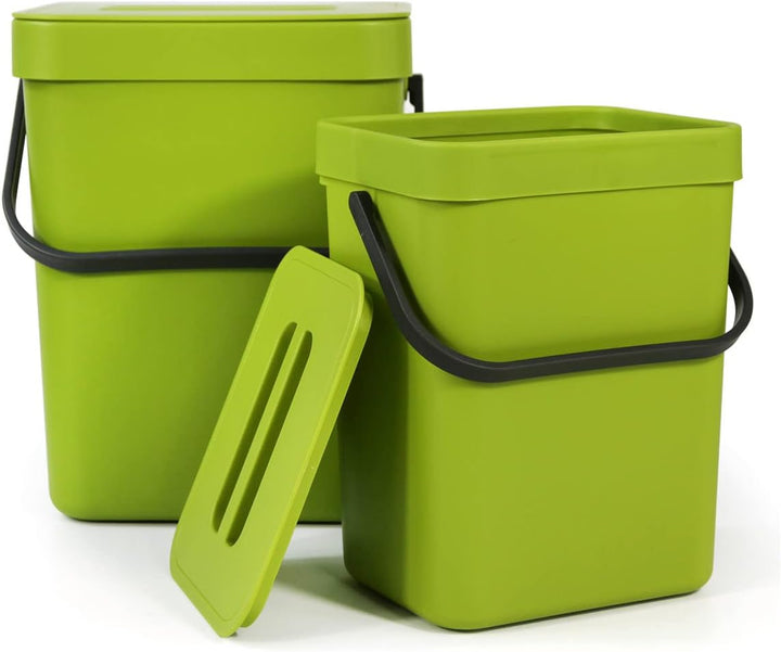Spesh Biomülleimer Küche 2er-Set(5L+3L) Kunststoff Komposteimer Geruchsdicht Aufhängbar Abfalleimer