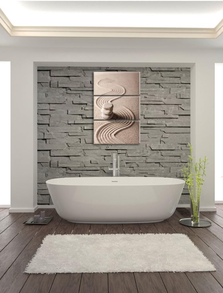 Pixxprint Wellenmuster im Sand als Leinwandbild/Grösse: 3 Teilig (120x80) cm/Wandbild/Kunstdruck/fer
