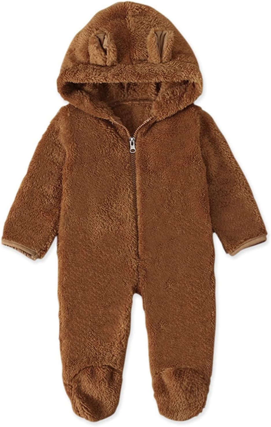 Ohrenfüssiger Säuglingsoverall mit Kapuze Mädchen Babymantel Strampler Jungen Fleece Jungen Strample