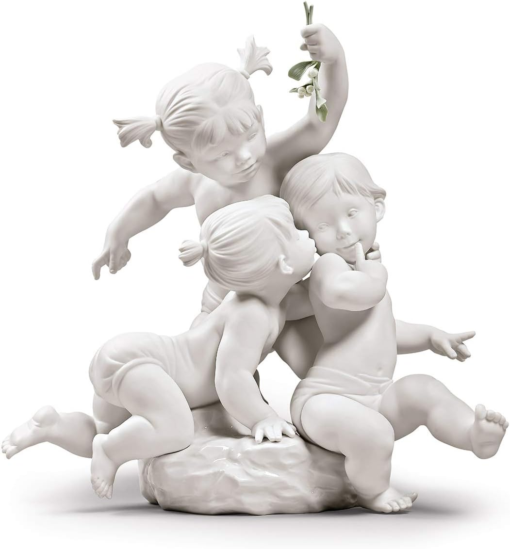 LLADRÓ Kinder Figur Kuss Unter Dem Mistelzweig. Kind. Porzellan.