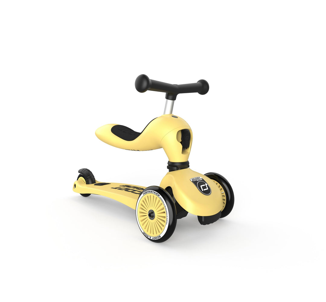 Scoot & Ride Unisex – Babys Highwaykick 1 Kickboard mit Sitz Gelb Einheitsgrösse Single, Gelb Einhei