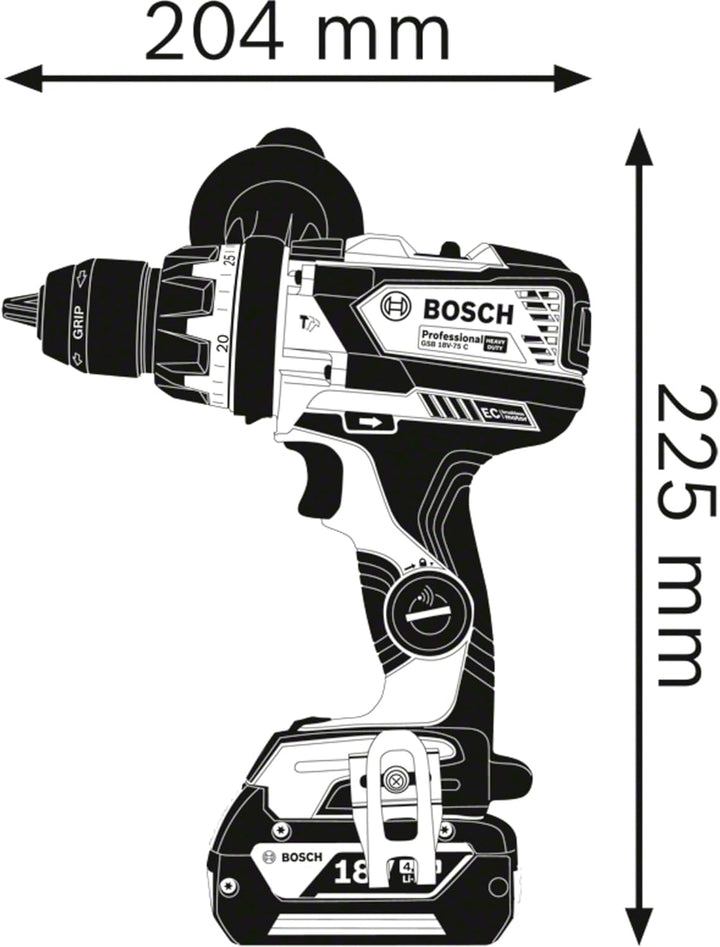 Bosch Professional 18V System Akku-Schlagbohrschrauber GSB 18V-110 C (max. Drehmoment 110 Nm, ohne A