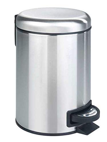 WENKO Kosmetik Treteimer Leman, 3 Liter, Bad-Mülleimer mit Anti-Fingerprint-Beschichtung, Beutelhalt