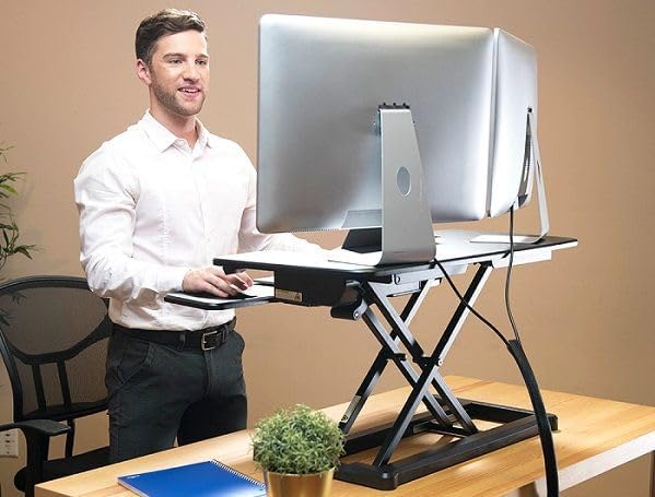 UPdesk Cross - Höhe 12-50,5 cm - Breite 41,5 x 88 cm - Schreibtisch Erhöhung - Höhenverstellbar - El