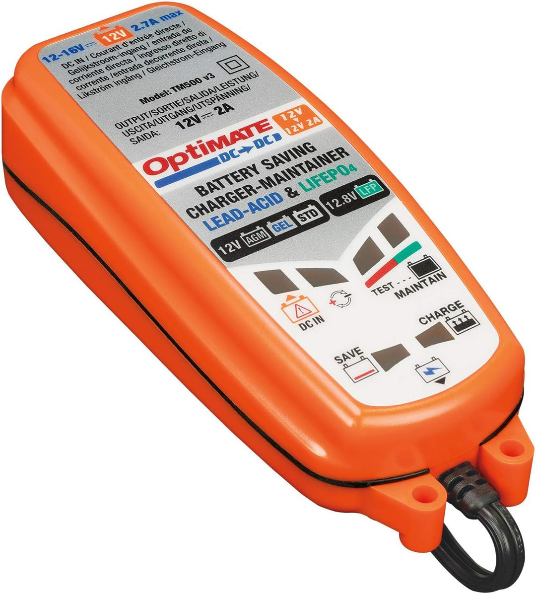TecMate OptiMATE DC to DC Ladegerät TM500, 12V-Ladegerät für 12V-Batterien/Gleichstromversorgung Sin