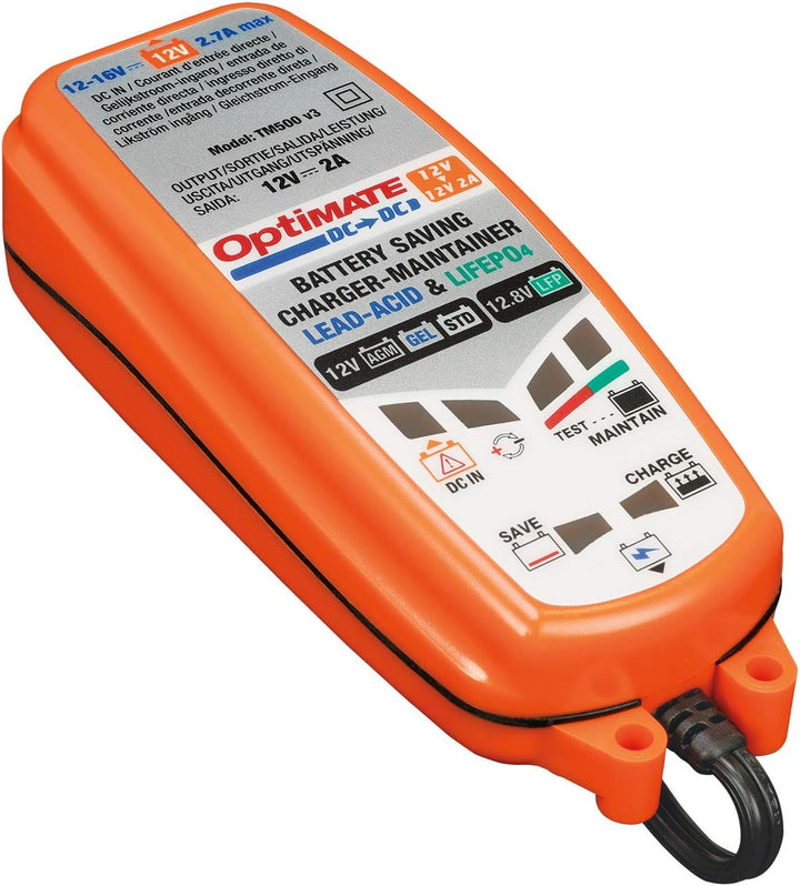 TecMate OptiMATE DC to DC Ladegerät TM500, 12V-Ladegerät für 12V-Batterien/Gleichstromversorgung Sin