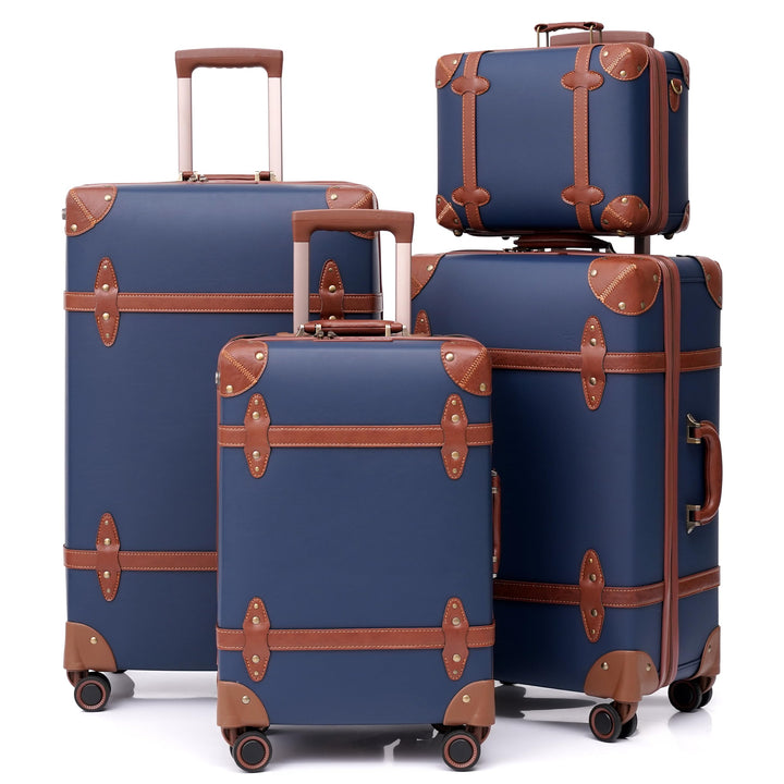 Urecity Vintage Reisekoffer Set 4 Teilig Leicht Retro Lederkoffer Hartschale Trolley Handgepäck Sets