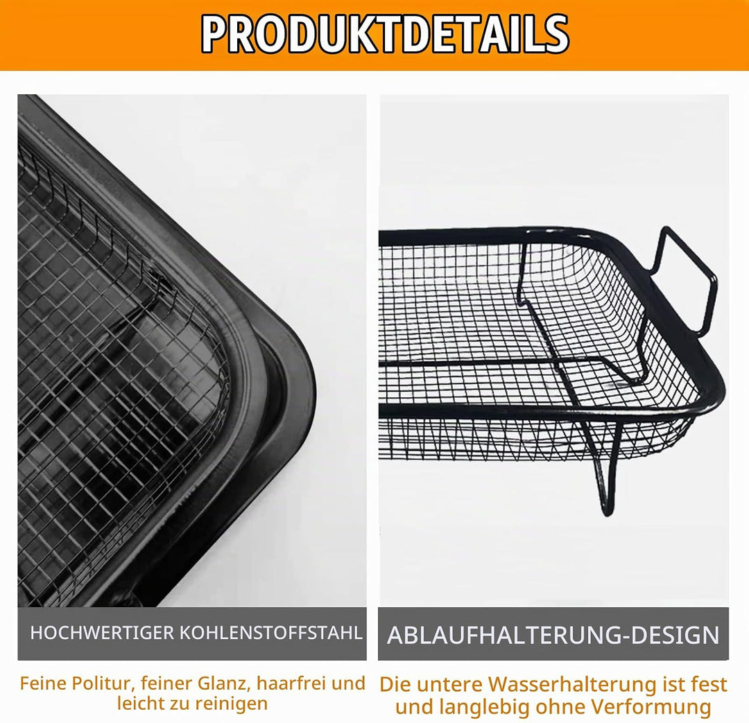 Grillkorb Grillgitter fettarm Backofen,CEIEVER Grillkorb Gitter für Backofen 33.5 * 22cm Grill Korb