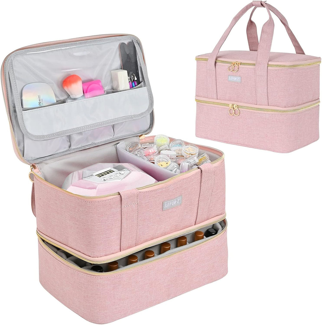 Nagellack Aufbewahrung Tasche,Doppelschichtige Nagellack Organizer für 40 Flaschen(15ml-0.5 FL.oz) u