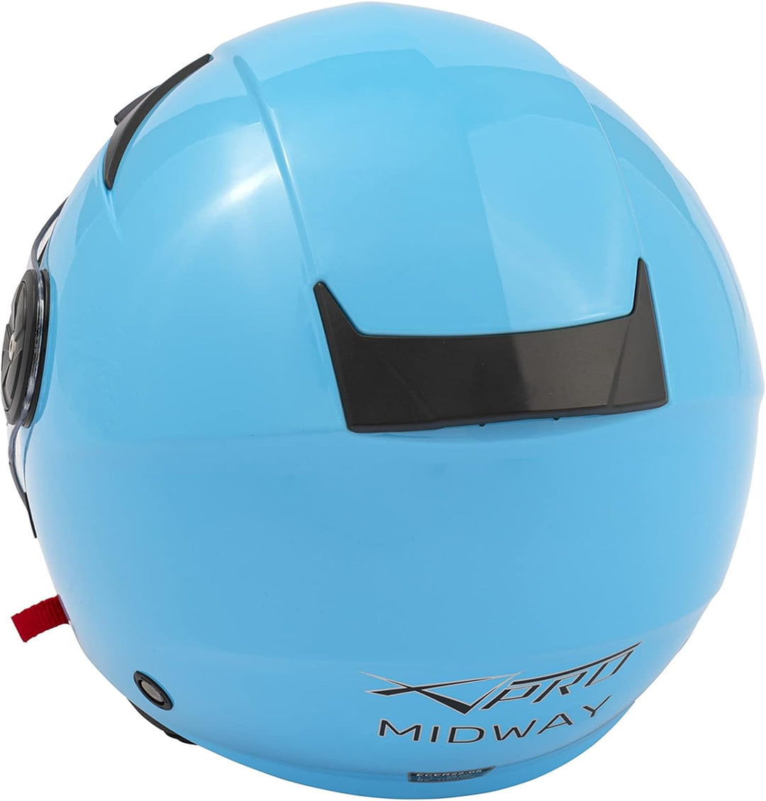 Motorradhelm Jet Lange Visier Roller City ECE 22 Zertifikat Hellblau XS 53-54 cm ( XS) Hellblau, 53-