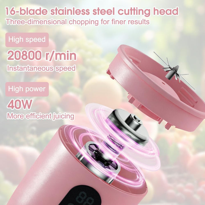 500ML Tragbarer Mixer, Smoothie Maker mit Reise-Deckel, Standmixer, Blender Elektrisch Mini-Mixer fü