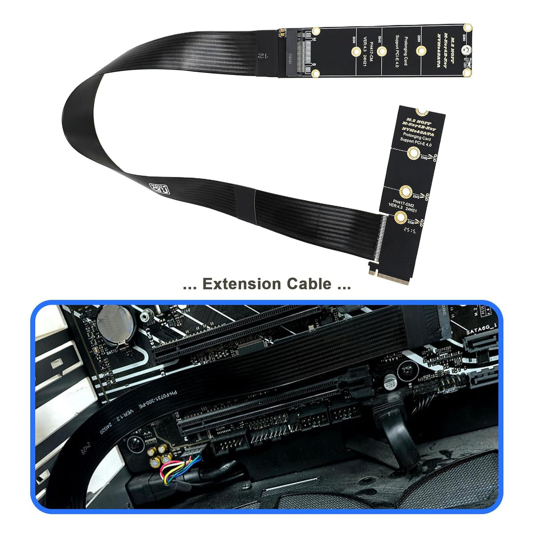 eMagTech NGFF M-Key NVME Stecker auf Buchse Stecker PCI-E 4.0 Verlängerungskabel für Motherboard SSD