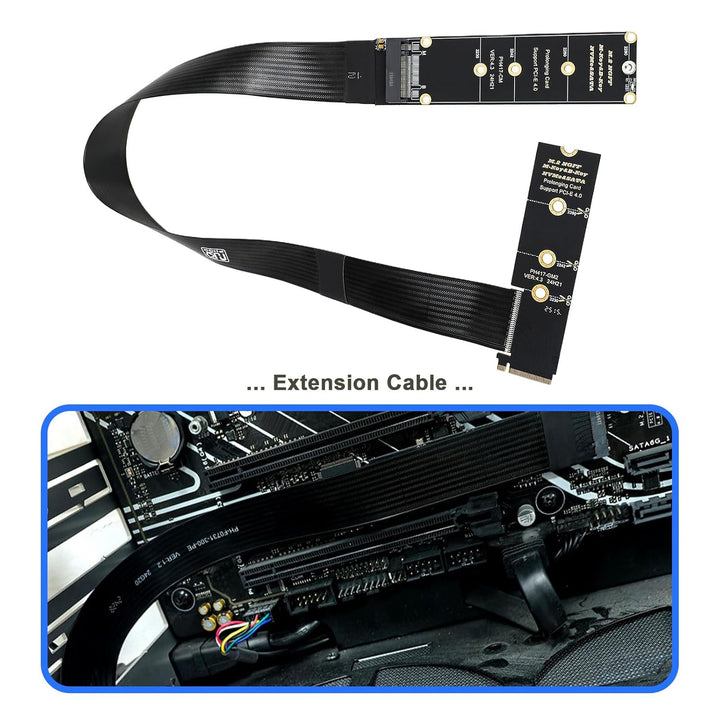 eMagTech NGFF M-Key NVME Stecker auf Buchse Stecker PCI-E 4.0 Verlängerungskabel für Motherboard SSD