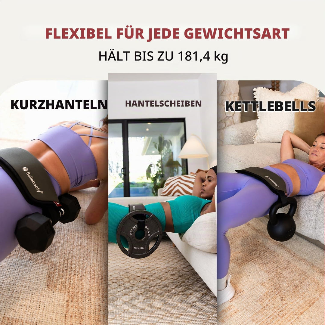 Bellabooty Übungs-Hüftgurt, einfach zu verwenden mit Hanteln, Kugelhanteln oder Tellern, rutschfeste
