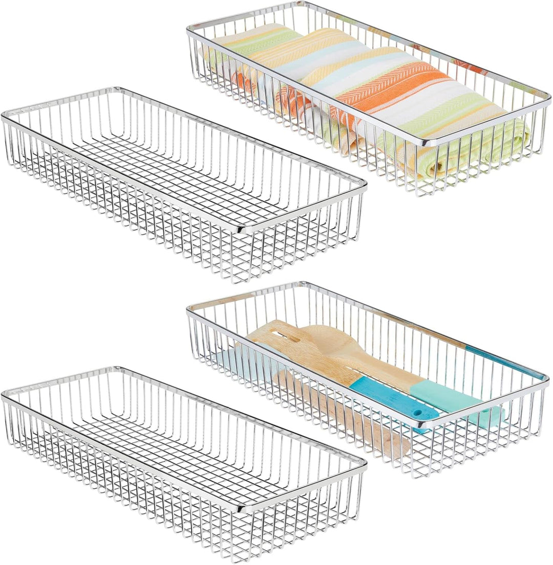 mDesign universeller Schubladenkasten aus Metall – Aufbewahrungskorb für Schubladen ordnet Küchenbed