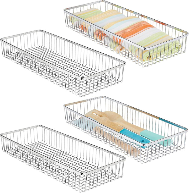 mDesign universeller Schubladenkasten aus Metall – Aufbewahrungskorb für Schubladen ordnet Küchenbed