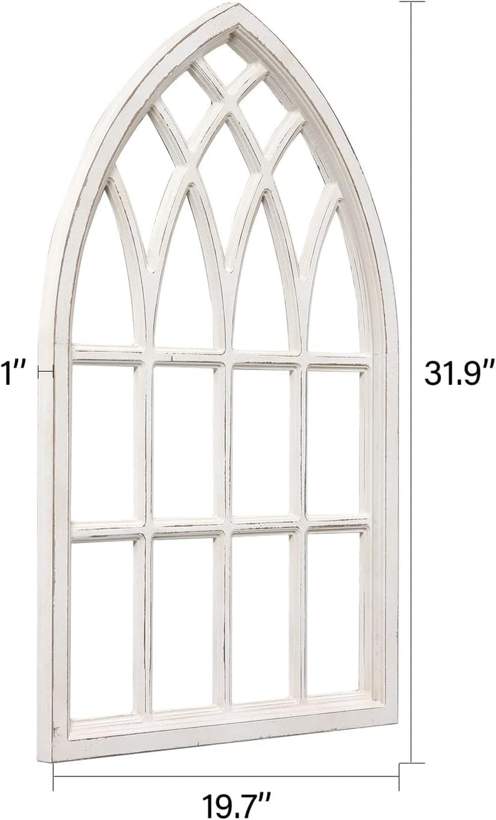Sintosin Vintage Gewölbte Fensterrahmen Deko Weiss Gross 50x80 cm, Bauernhaus Kathedrale Fensterlade