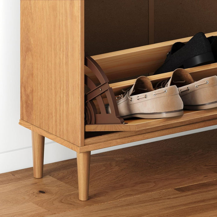 IDIMEX Schuhkipper MIKKA 2 Klappen 1 Schublade - eichefarben, schmaler Schuhschrank, Schuhaufbewahru