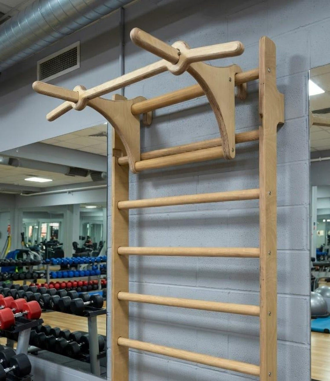 Dip-Stange – Abnehmbare Stange 94 cm – Trainingsstange aus Holz – Für die Turnwand – Breite 48 cm –
