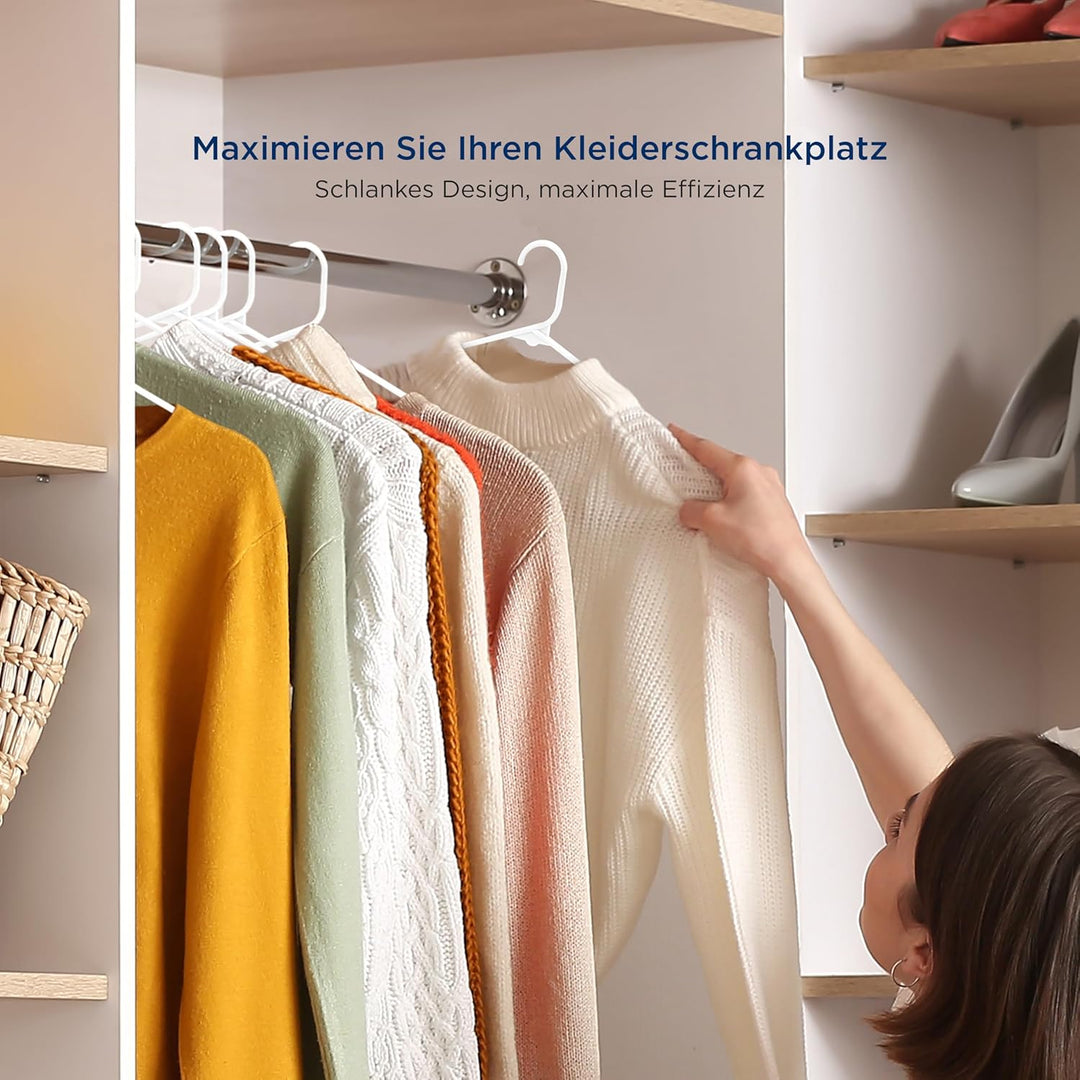 SereneLife Kleiderbügel Kunststoff Weiss, 20er Set, Bügel rutschfest und Platzsparend, Clothes Hange