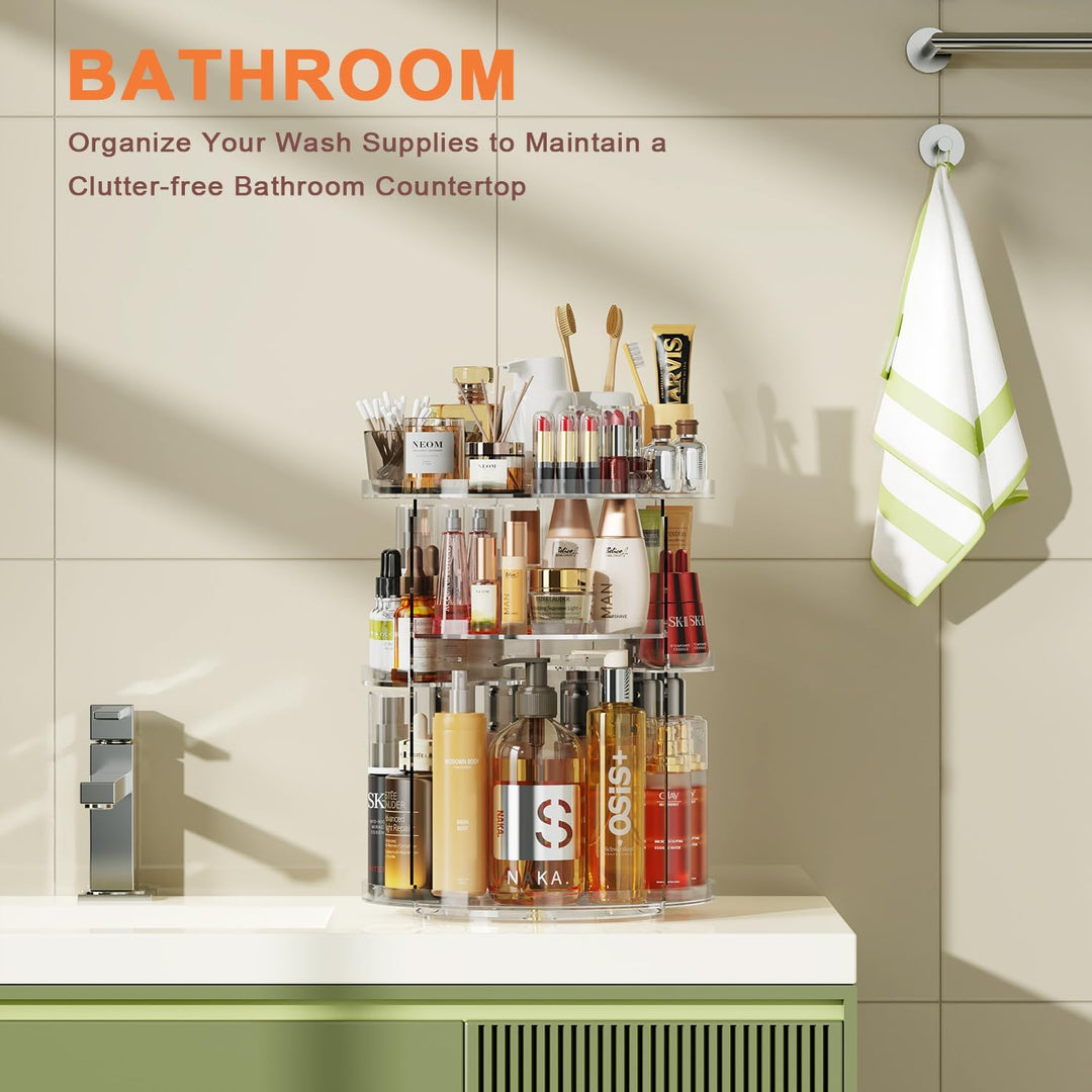 Auxmir Make Up Organizer, Schminktisch Organizer, 360° Drehung Kosmetische Aufbewahrungsbox, Kosmeti