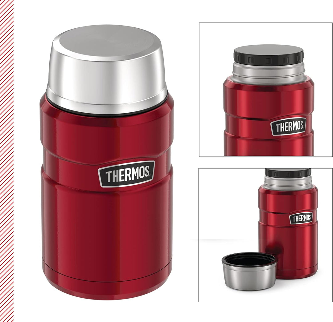 Thermos STAINLESS KING FOOD JAR 0,71l, cranberry red, Thermosbehälter aus Edelstahl, 14h heiss / 24h