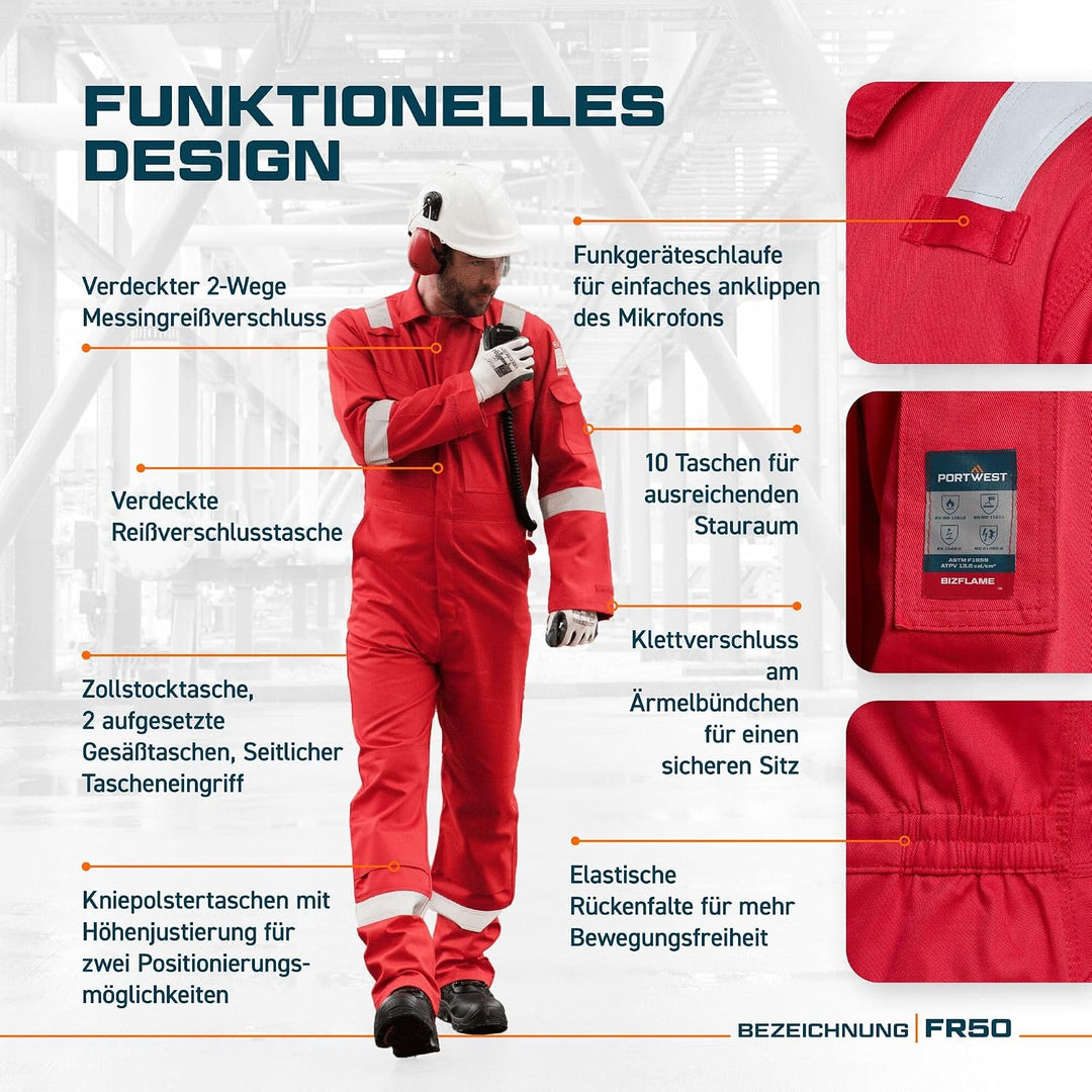 FR &amp; Antistatic Coverall FR50RERXL Rot, FR50RERXL Rot