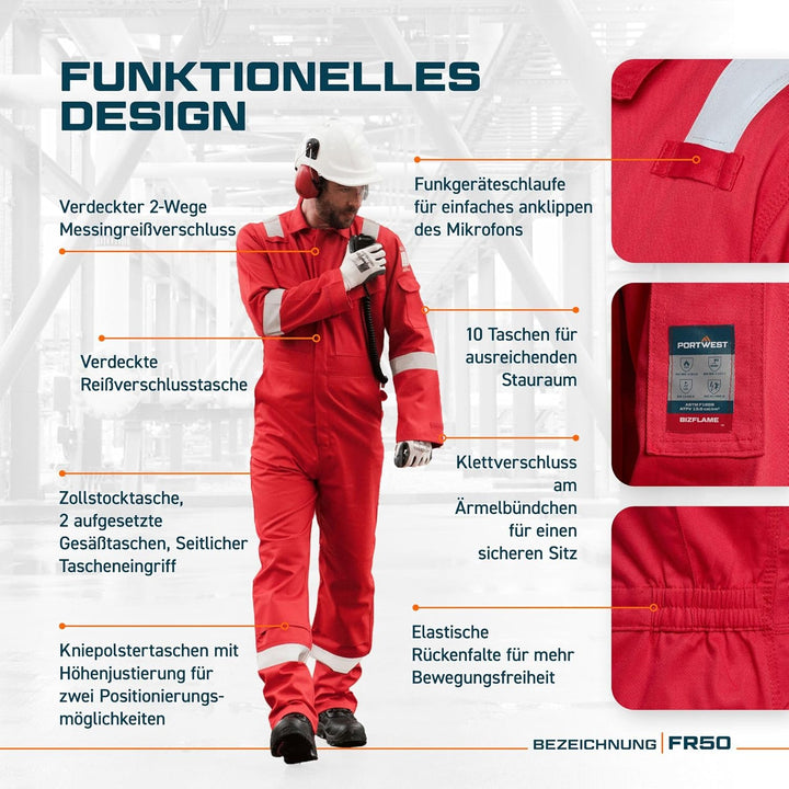 FR & Antistatic Coverall FR50RERXL Rot, FR50RERXL Rot