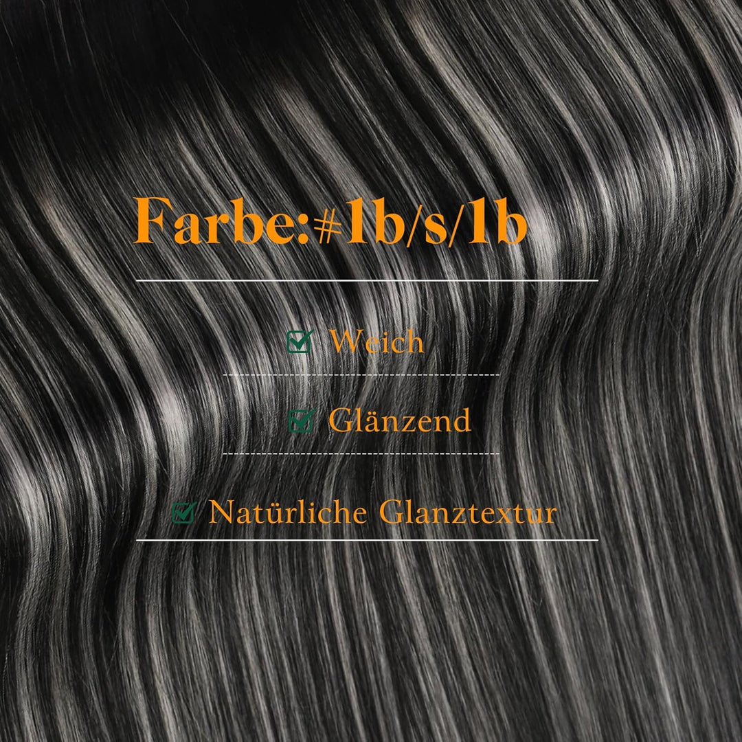 Easyouth Tape in Extensions Echthaar Balayage Schwarz Echthaar Tape in Extension Schwarz Ombre Silbe