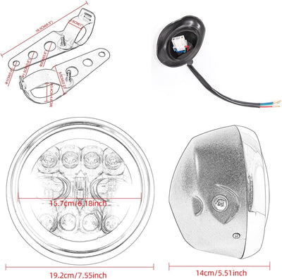 Motorrad Frontscheinwerfer 7,5 Zoll Led Motorrad Scheinwerfer für Cafe Racer Bobber Chopper