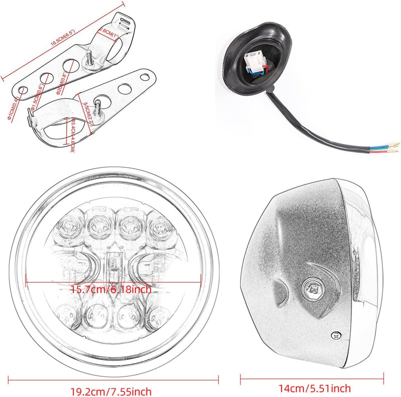 Motorrad Frontscheinwerfer 7,5 Zoll Led Motorrad Scheinwerfer für Cafe Racer Bobber Chopper