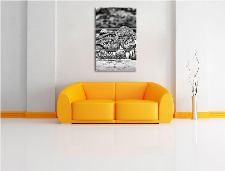 Pixxprint gigantisches Krokodil als Leinwandbild/Grösse: 3 Teilig (120x80) cm/Wandbild/Kunstdruck/fe