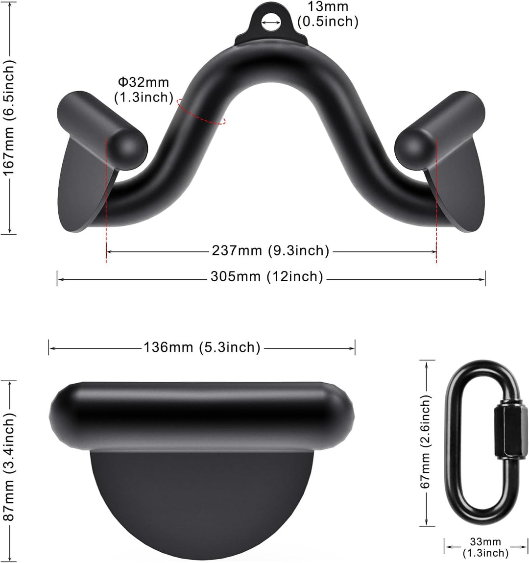 SELEWARE Rudergriff Pull Up Bar - Schwarz Latzug Griff V-Stange Latzugstangen, Klimmzugstange für Zu