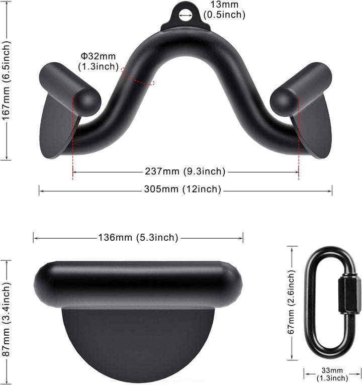 SELEWARE Rudergriff Pull Up Bar - Schwarz Latzug Griff V-Stange Latzugstangen, Klimmzugstange für Zu