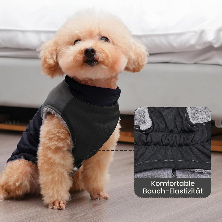 Warmer Fleece-Hundemantel für kleine Hunde, D-Ringe, wasserdichte Welpenjacke für den kalten Winter,