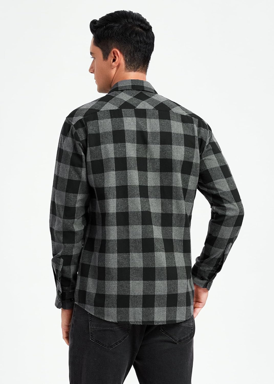 HISDERN Flanellhemd Herren Karierte Hemden Herren Langarm Button Down Baumwolle Holzfällerhemd Regul