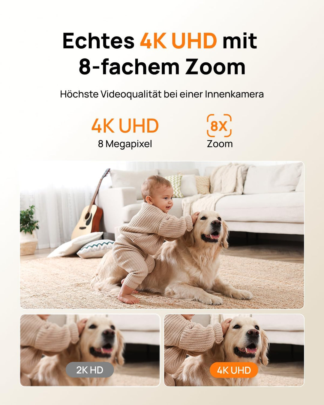 Anona Pano 4K UHD Indoor-Überwachungskamera (4er-Pack), 360°-Schwenk- und Tracking-Dome-Kamera für d
