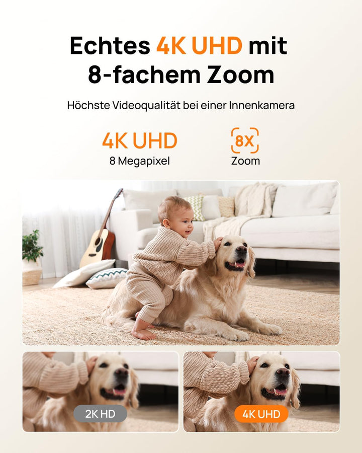Anona Pano 4K UHD Indoor-Überwachungskamera (4er-Pack), 360°-Schwenk- und Tracking-Dome-Kamera für d