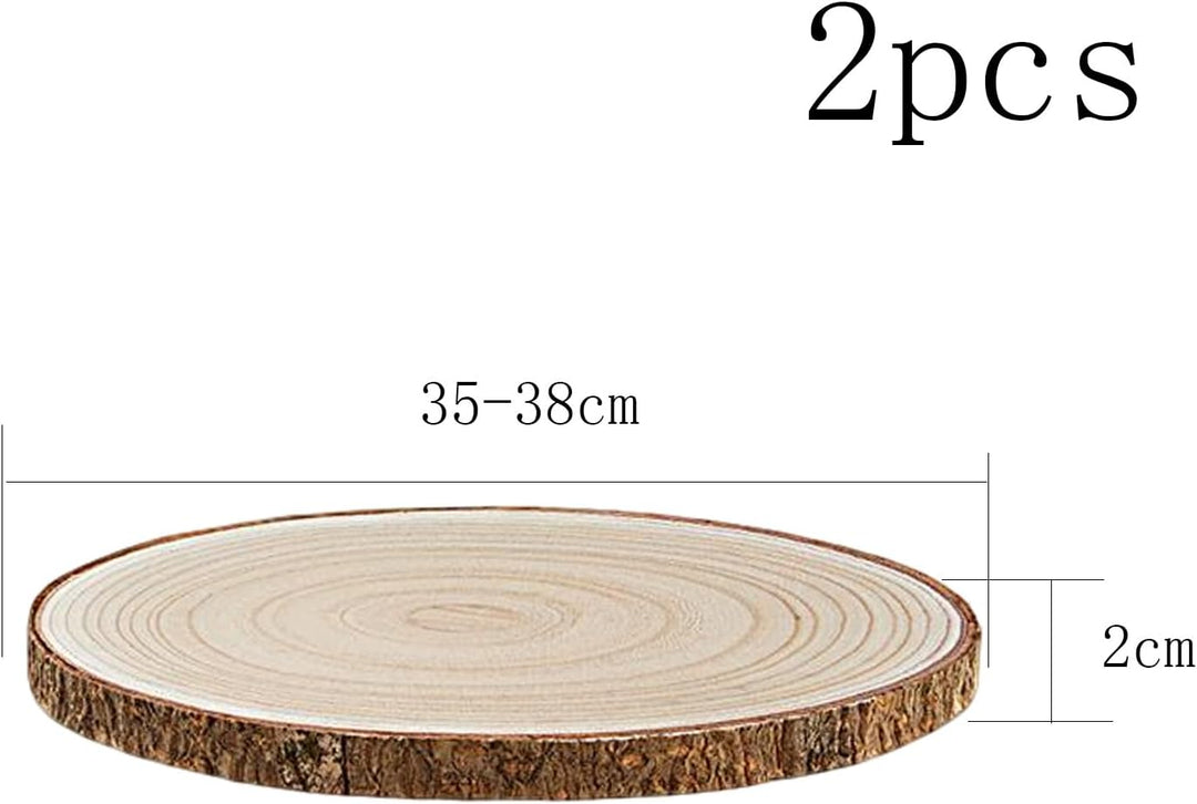35-38cm Grosse Baumscheibe 2pcs holzscheiben mit Rinde Untersetzer Holz Log Rustikale Kerzenständer