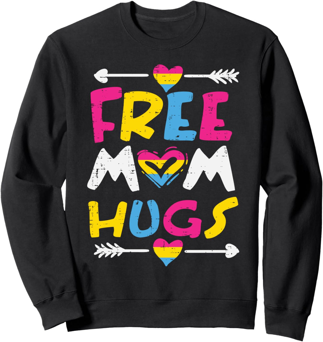 Free Mom Hugs Pansexual Pride Flag LGBTQ Pan Mama Women Sweatshirt