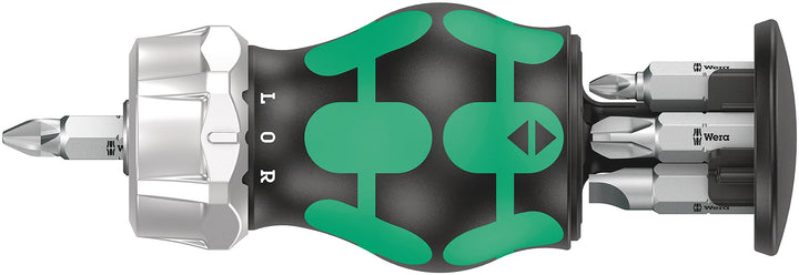 Wera 05008885001 Kraftform Kompakt Stubby Magazin RA 3, Stubby Ratschenschraubendreher mit Bit Magaz