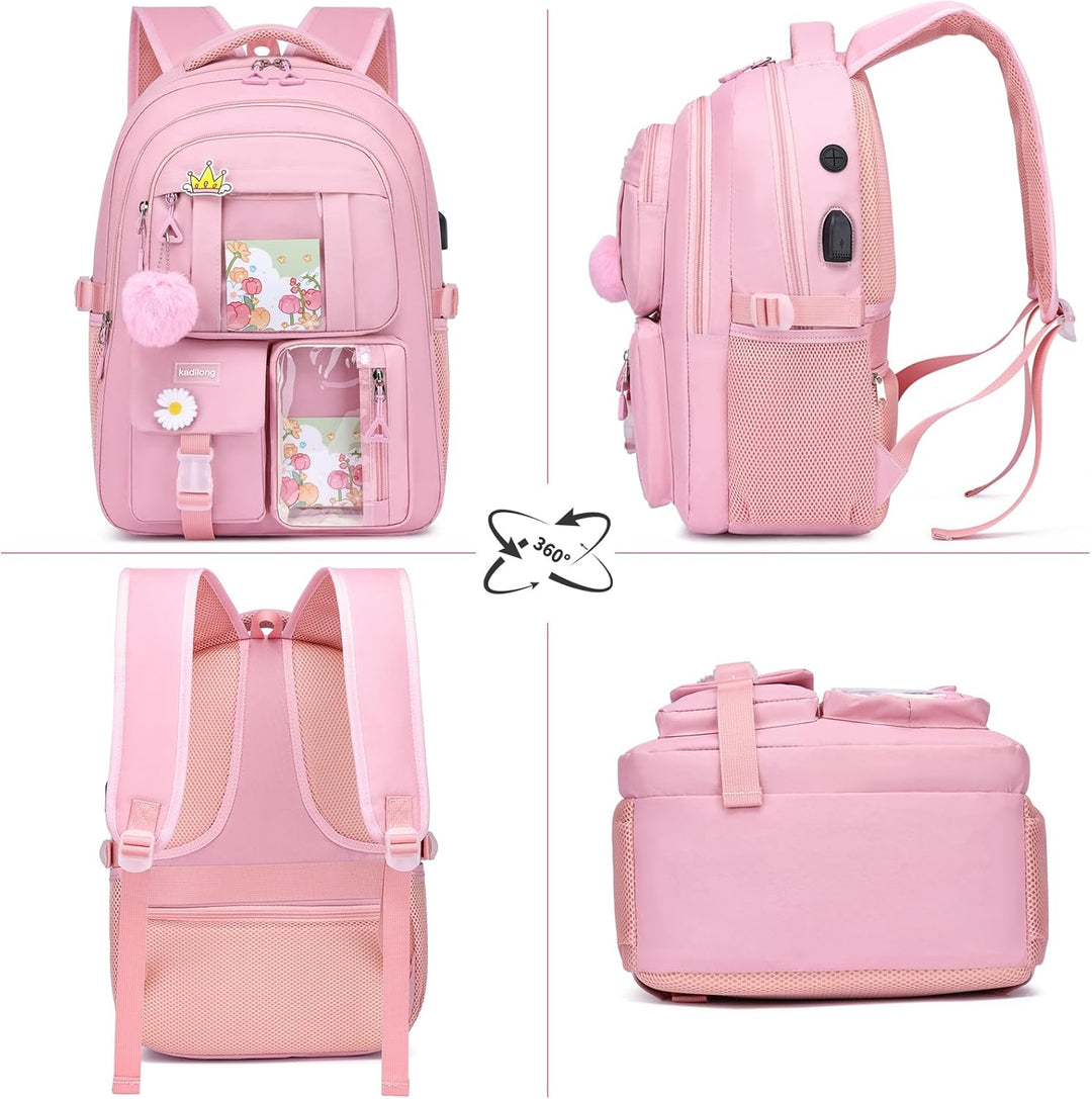 kadilong Rucksack Schule Mädchen Rucksack Laptop Damen 15,6 Zoll für Uni,Schultasche Schulranzen mit