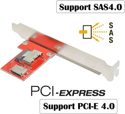 NFHK PCI-Express 4.0 Mini SAS SFF-8087 to Oculink SFF-8611 SFF-8612 PCBA Female Adapter with Bracket