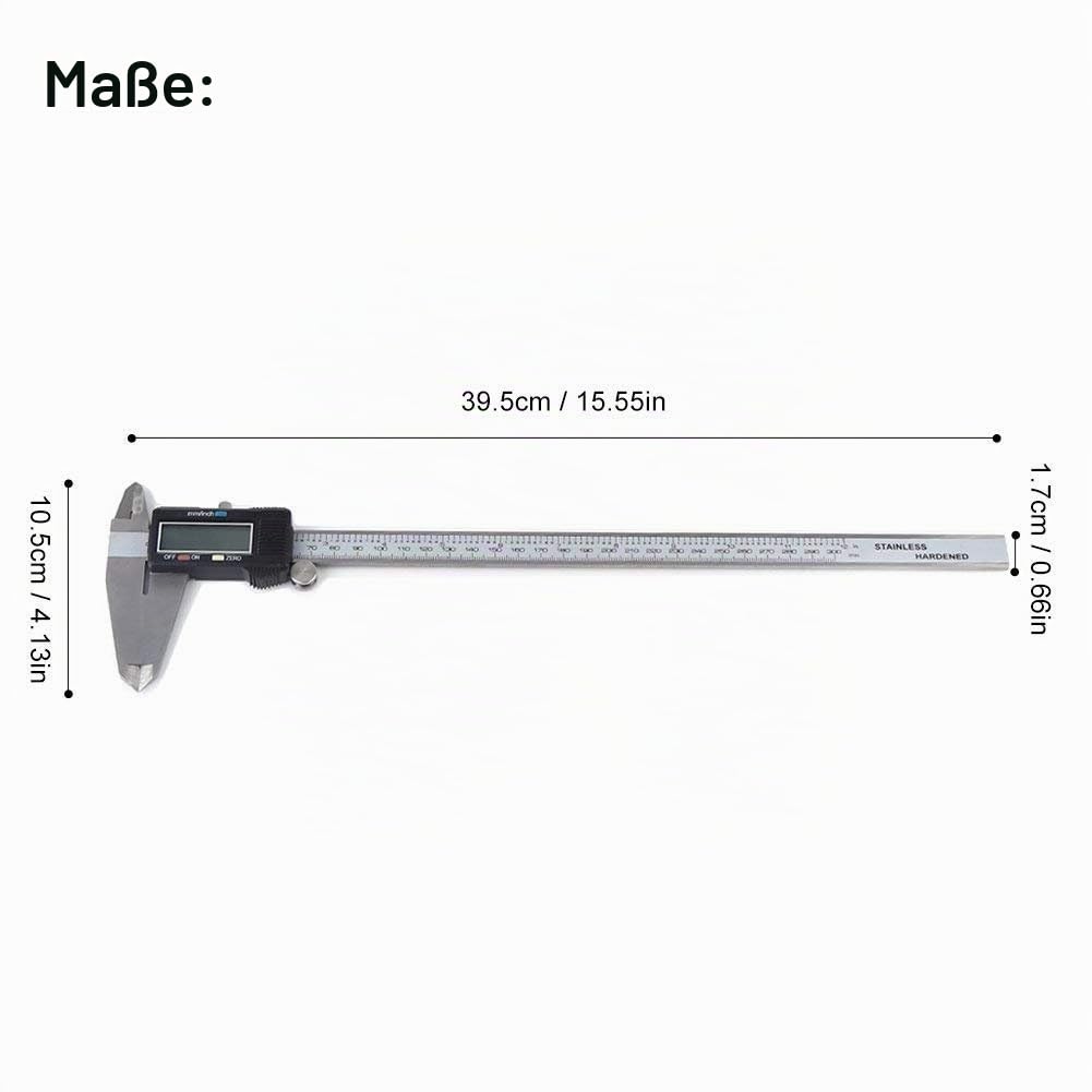 Messchieber, 30 cm, digital, mit LCD-Display, aus Edelstahl, metrische Umrechnung, Präzisionsgerät,